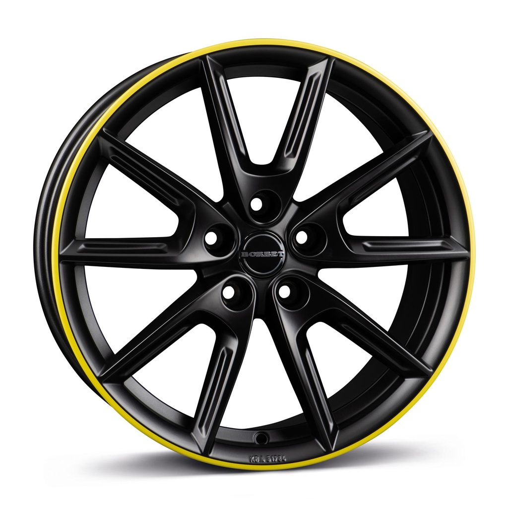 BORBET LX18 BLACK MATT RIM YELLOW 8x18 5/112 ET48 CB66.6