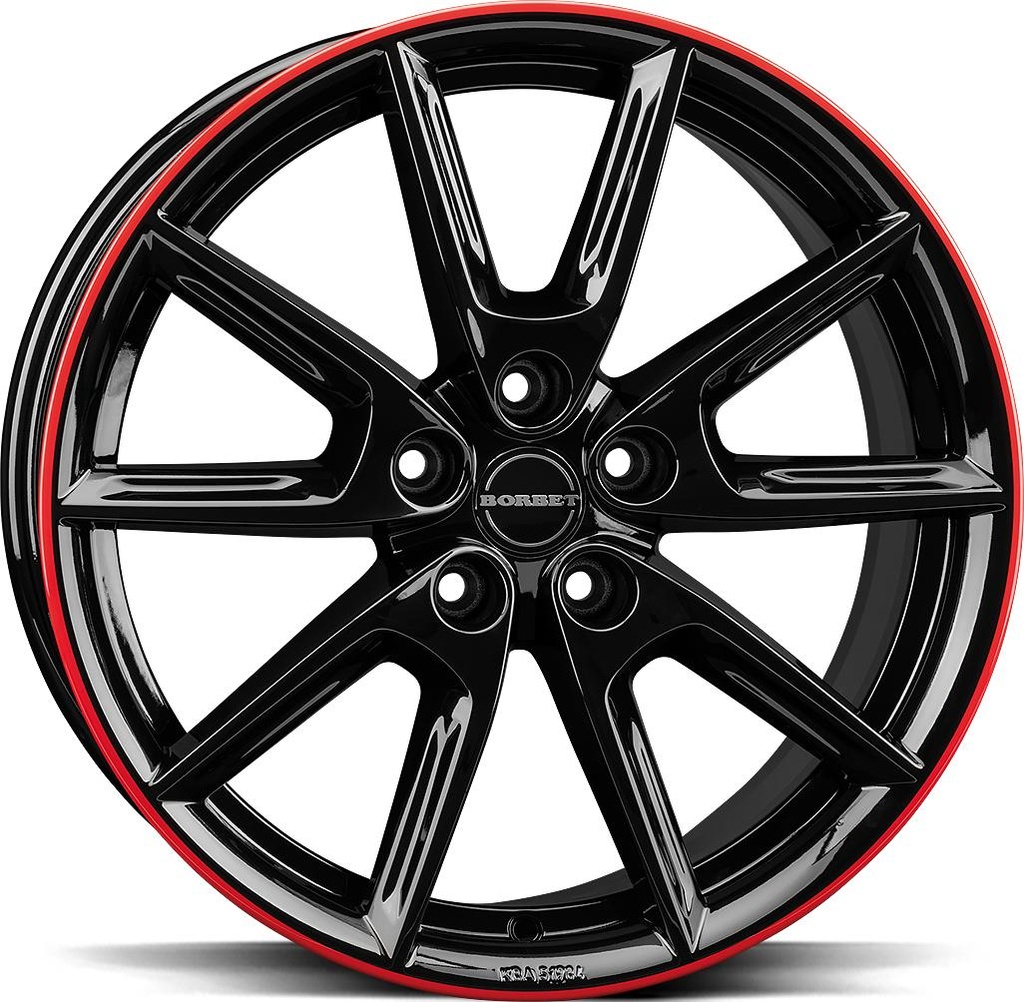 BORBET LX19 BLACK GLOSS RIM RED 8x19 5/112 ET40 CB66.5